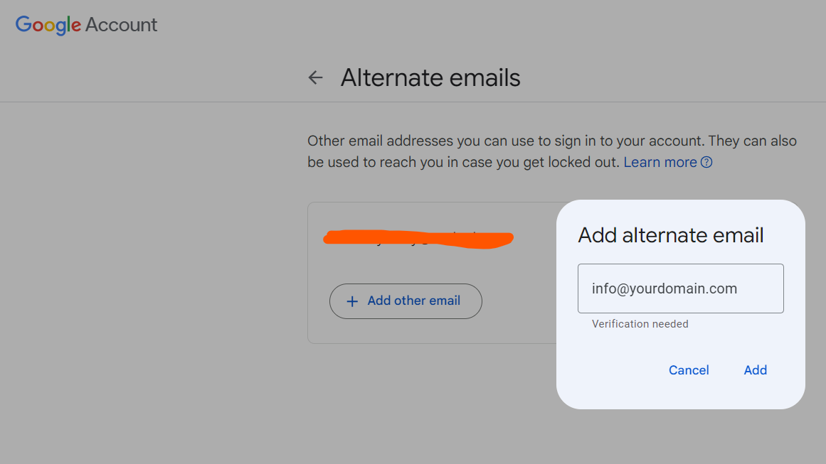 alternate email address