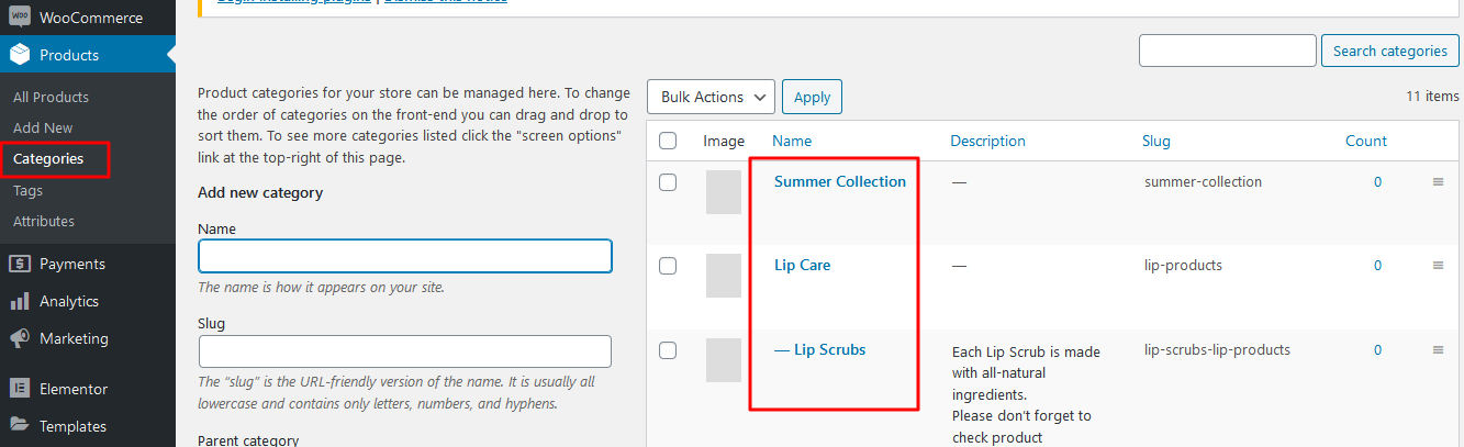 Categorize your products