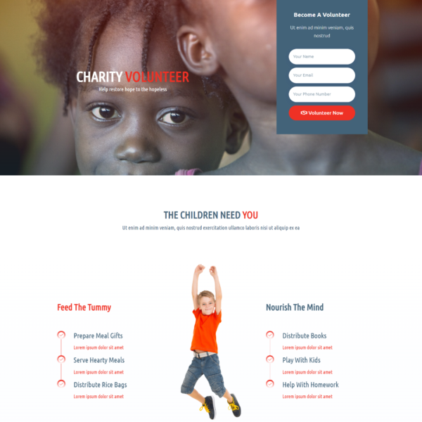 Charity Volunteer Landing Page